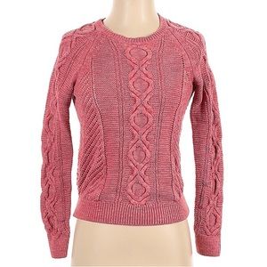 💛 Ann Taylor LOFT Pink Chunky Cable Knit Sweater S